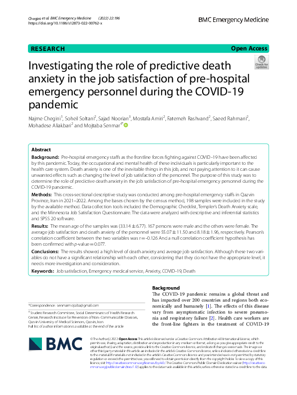 (PDF) Investigating the role of predictive death anxiety in the job ...
