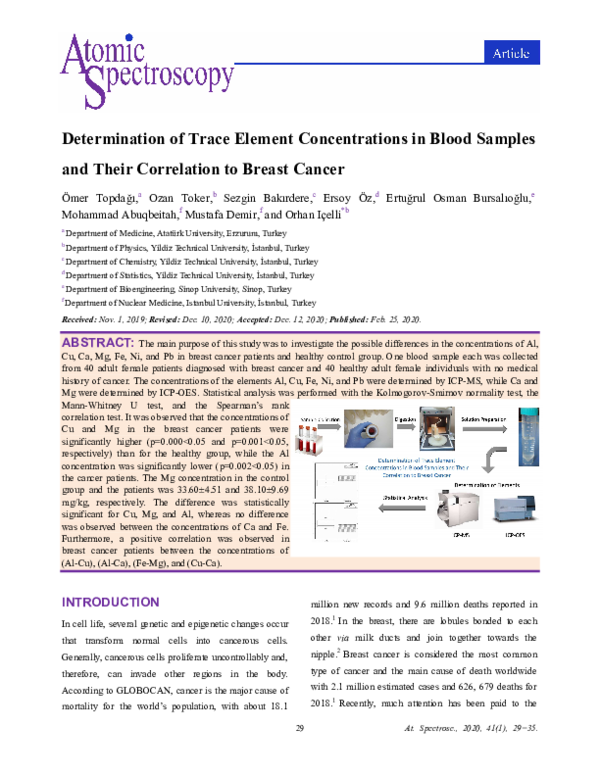 (PDF) Determination of Trace Element Concentrations in Blood Samples ...