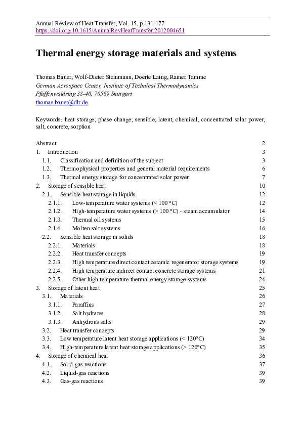 (PDF) Thermal Energy Storage Materials and Systems