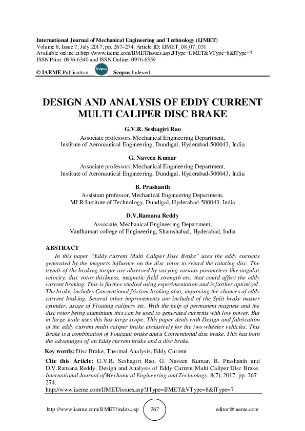 (PDF) DESIGN AND ANALYSIS OF EDDY CURRENT MULTI CALIPER DISC BRAKE