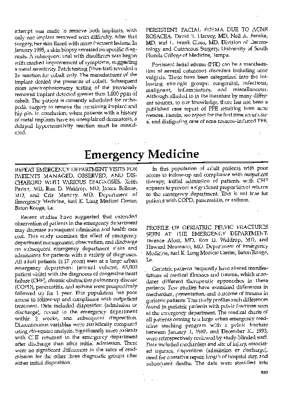 (PDF) Repeat Emergency Department Visits for Patients Managed, Observed ...