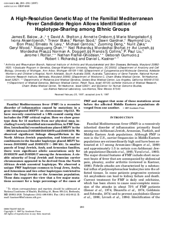 (PDF) A High-Resolution Genetic Map of the Familial Mediterranean Fever ...