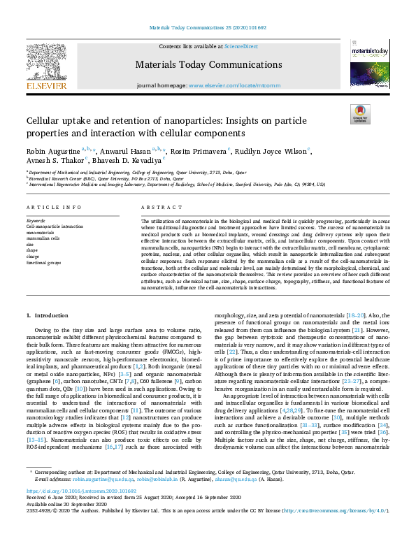 (PDF) Cellular uptake and retention of nanoparticles: Insights on ...