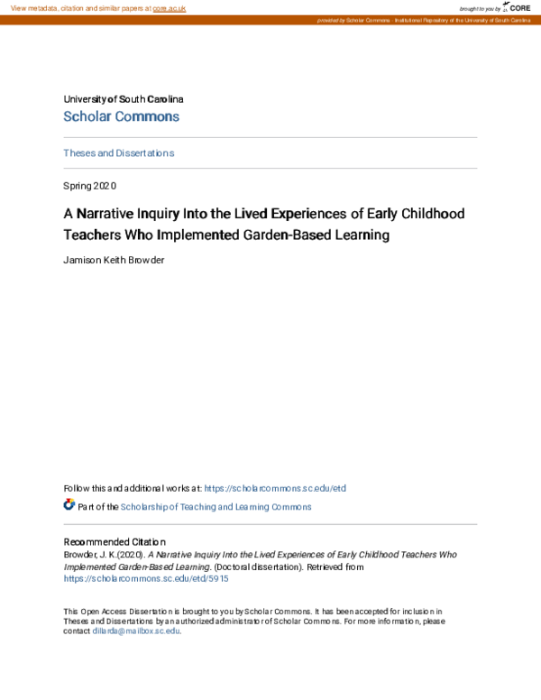 (PDF) A Narrative Inquiry Into the Lived Experiences of Early Childhood ...