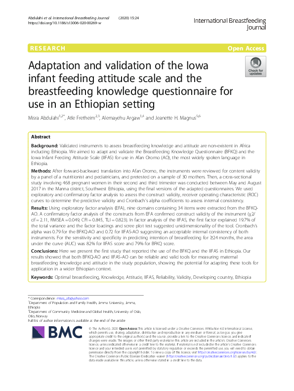 (PDF) Adaptation and validation of the Iowa infant feeding attitude ...
