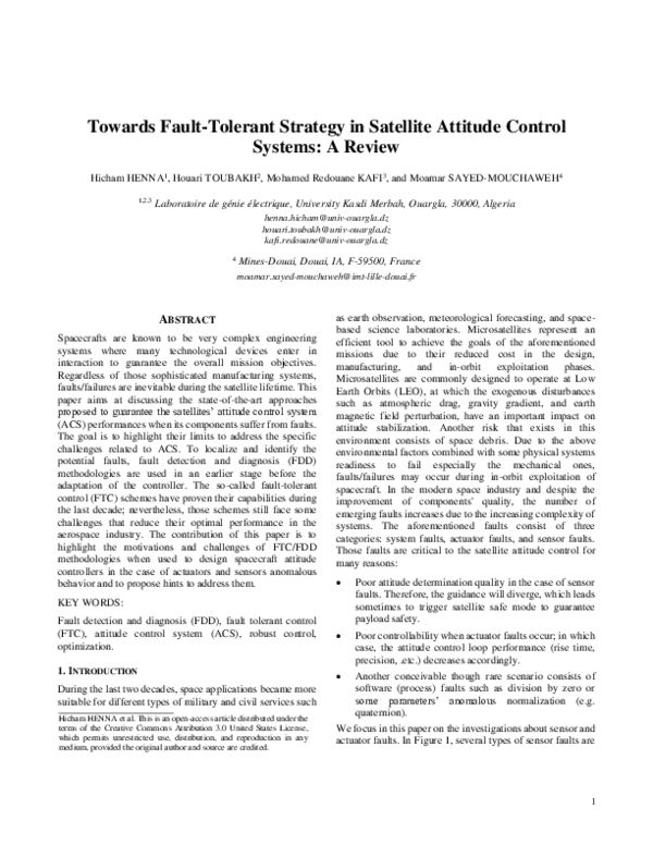 (PDF) Towards Fault-Tolerant Strategy in Satellite Attitude Control ...