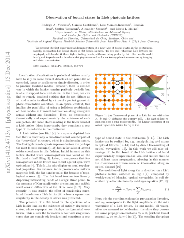 (PDF) Observation of Localized States in Lieb Photonic Lattices