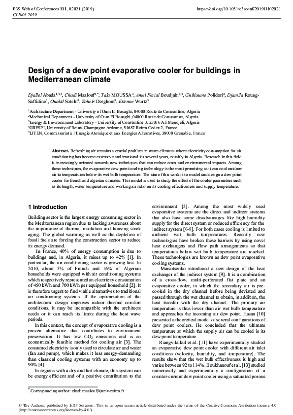 (PDF) Design of a dew point evaporative cooler for buildings in ...