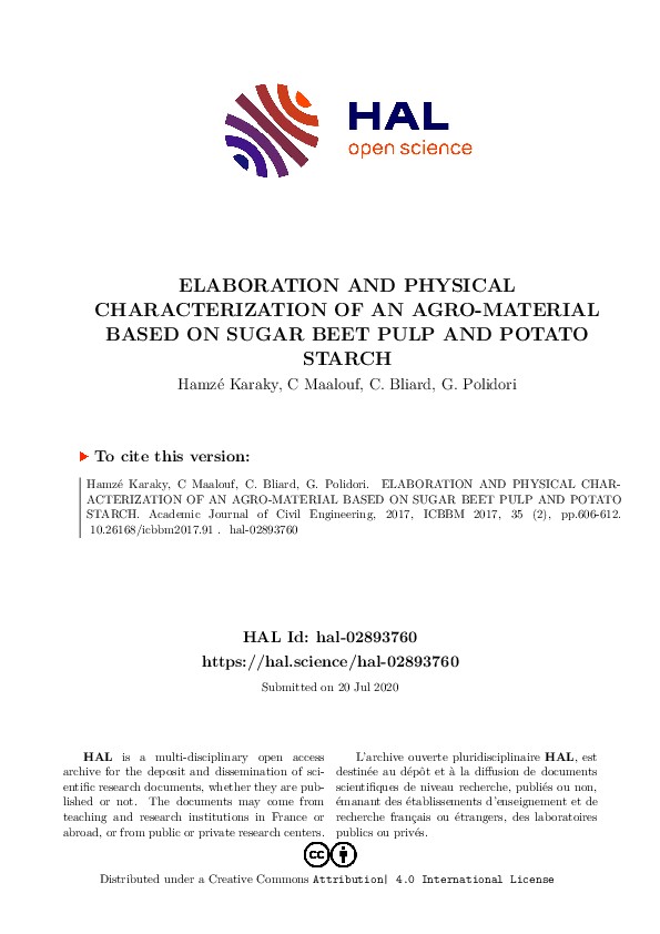 (PDF) Elaboration and physical characterization of an agro-material ...