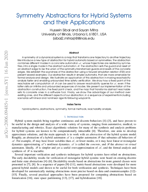 (PDF) Symmetry Abstractions for Hybrid Systems and their Applications