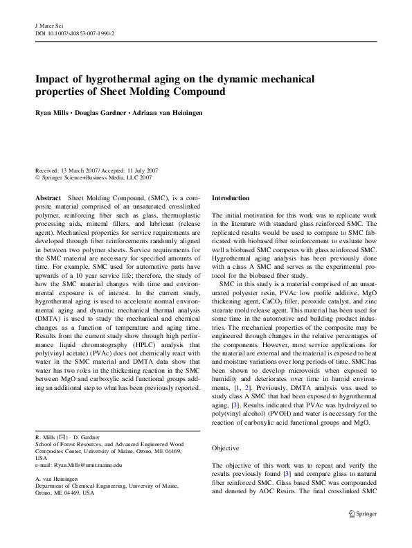 (PDF) Impact of hygrothermal aging on the dynamic mechanical properties ...