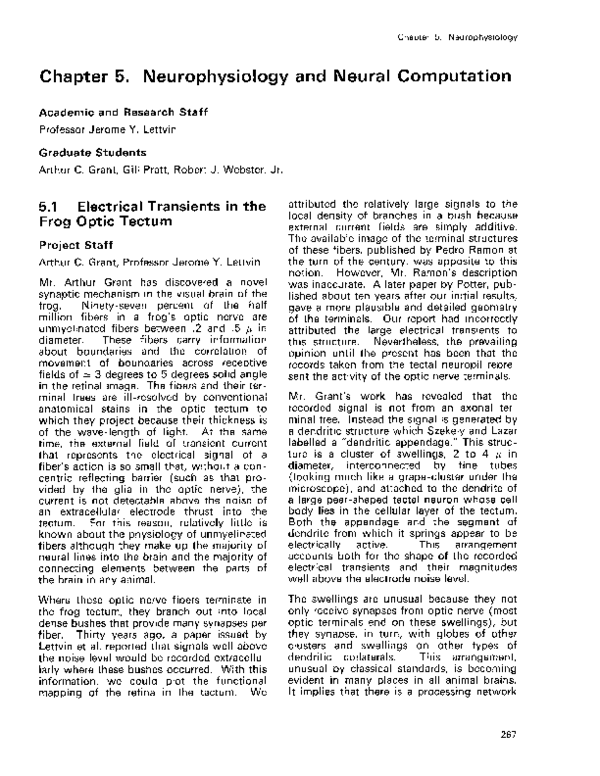(PDF) Frog Electrical Transients in the Optic Tectumrn Project Staff