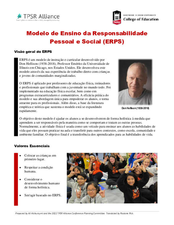 (PDF) Artigo TPSR Model Overview Portuguese (Modelo de Ensino da ...
