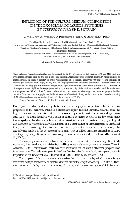 (PDF) Influence of the culture medium composition on the ...