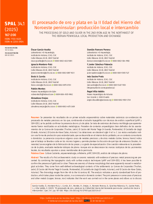 (PDF) El procesado de oro y plata en la II Edad del Hierro del Noroeste ...