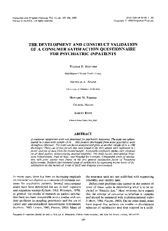 (PDF) The development and construct validation of a consumer ...