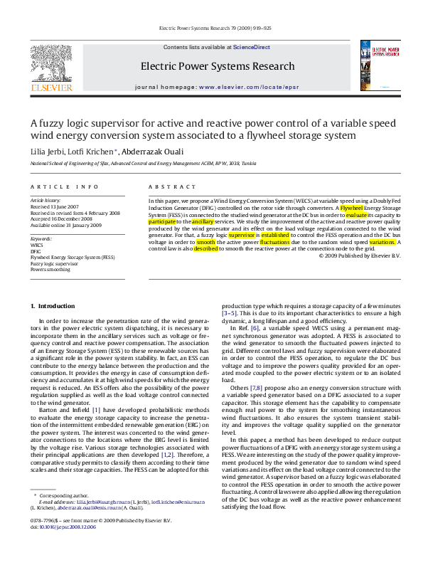 (PDF) A fuzzy logic supervisor for active and reactive power control of ...