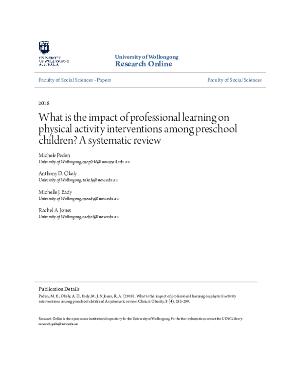 (PDF) What is the impact of professional learning on physical activity ...