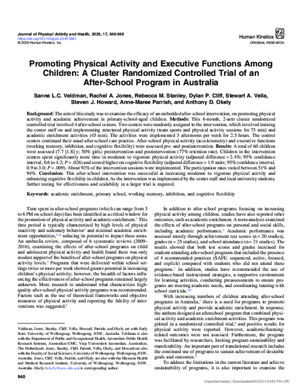 (PDF) Promoting Physical Activity and Executive Functions Among ...