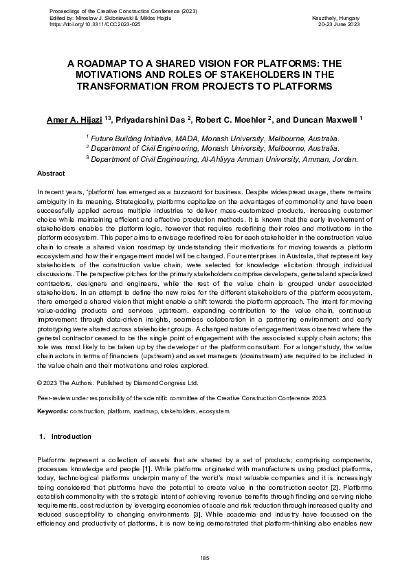 (PDF) A Roadmap to a Shared Vision for Platforms: The Motivations and ...