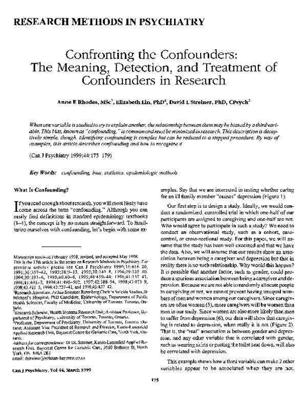 (PDF) Confronting the Confounders: The Meaning, Detection, and ...