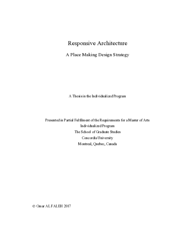 (PDF) Responsive Architecture: A Place Making Design Strategy