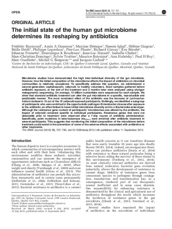 (PDF) The initial state of the human gut microbiome determines its ...