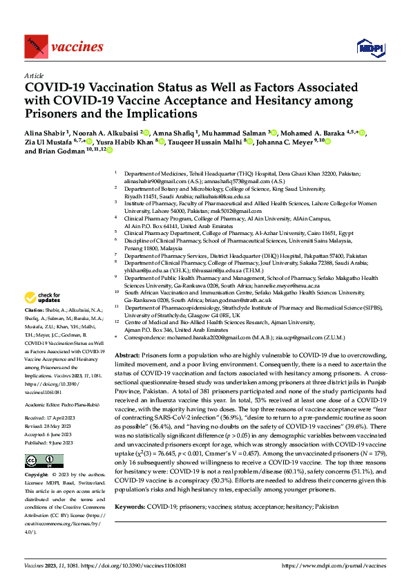 (PDF) COVID-19 Vaccination Status as Well as Factors Associated with ...