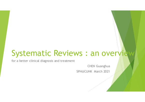 (PDF) Systematic Reviews : an overview