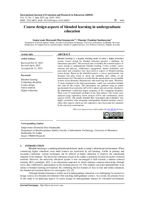 (PDF) Course design aspects of blended learning in undergraduate education