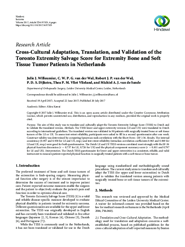 (PDF) Cross-Cultural Adaptation, Translation, and Validation of the ...