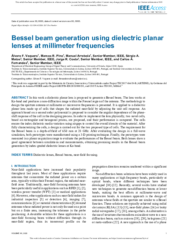 (PDF) Bessel Beam Generation Using Dielectric Planar Lenses at ...
