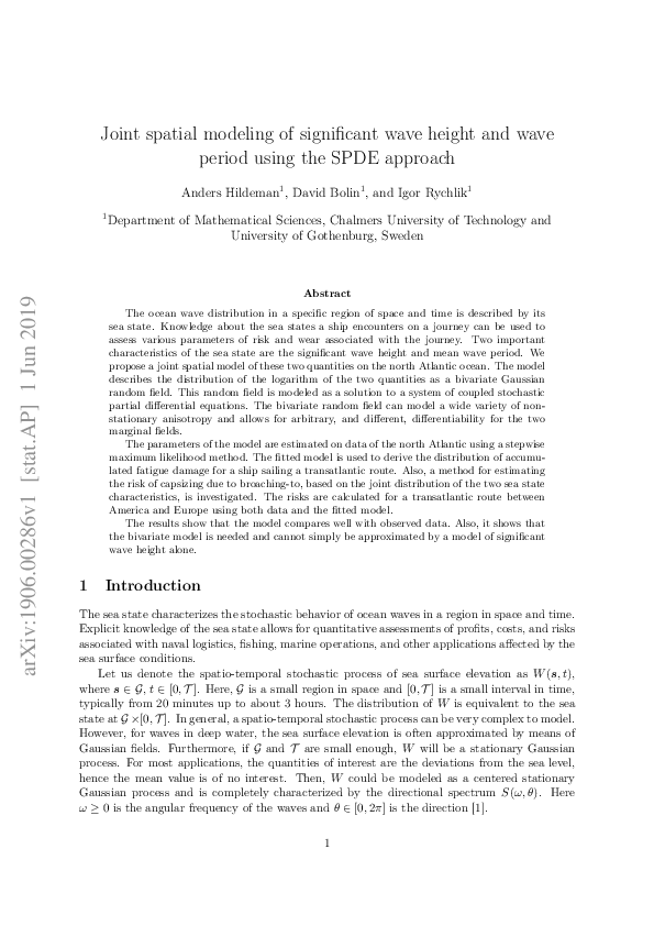 (PDF) Joint spatial modeling of significant wave height and wave period ...