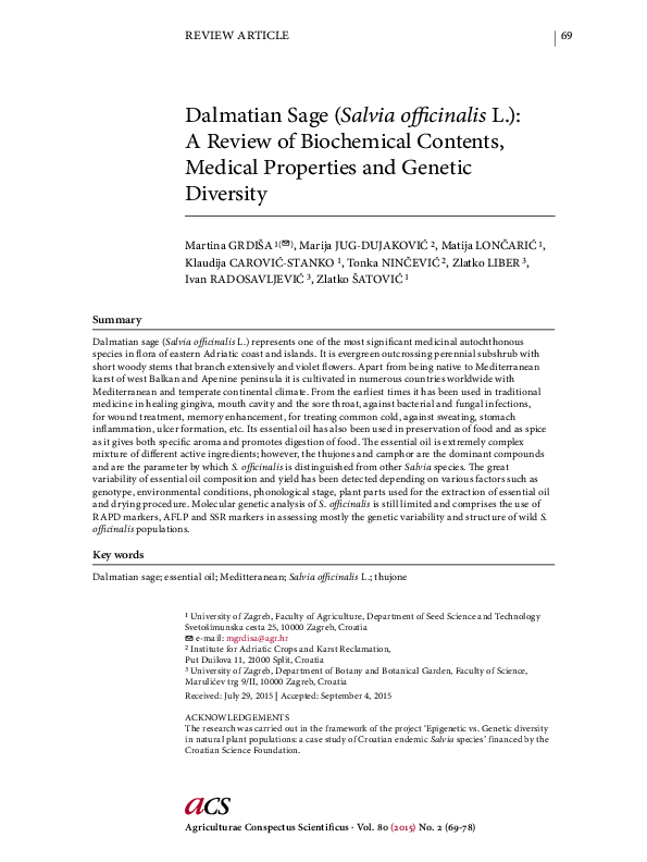 (PDF) Dalmatian Sage (Salvia officinalis L.): A Review of Biochemical ...