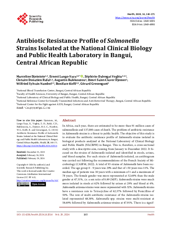 (PDF) Antibiotic Resistance Profile of Salmonella Strains Isolated at ...