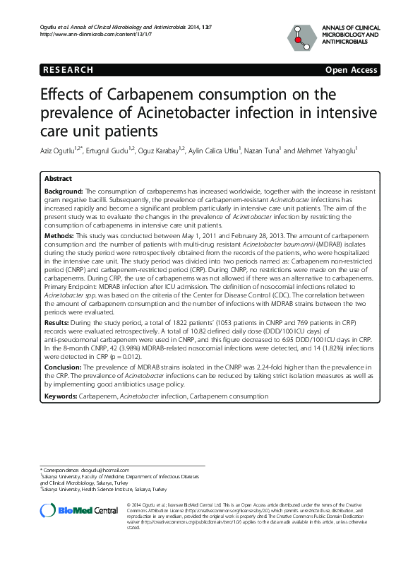 (PDF) Effects of Carbapenem consumption on the prevalence of ...