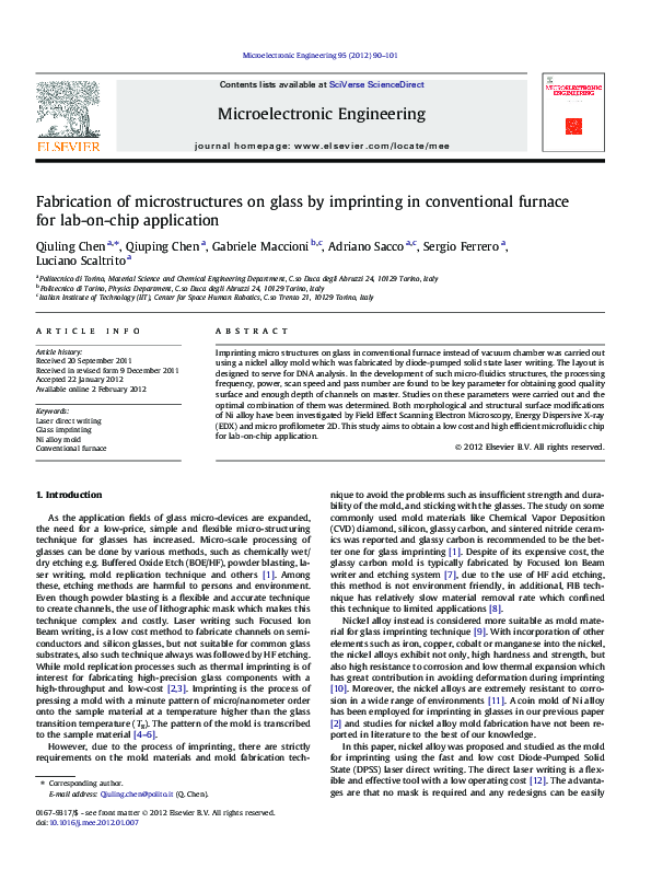 (PDF) Fabrication of microstructures on glass by imprinting in ...