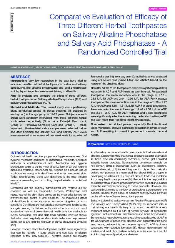 (PDF) Comparative Evaluation of Efficacy of Three Different Herbal ...