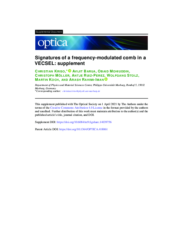 Supplementary document for Frequency-modulated comb in a VECSEL ...