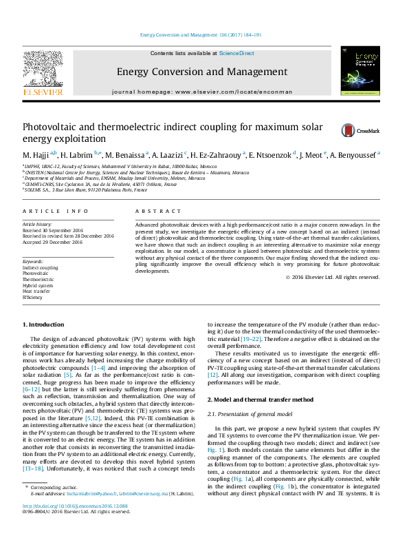 (PDF) Photovoltaic and thermoelectric indirect coupling for maximum ...