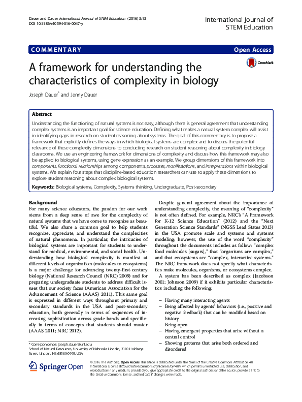 (PDF) A framework for understanding the characteristics of complexity ...