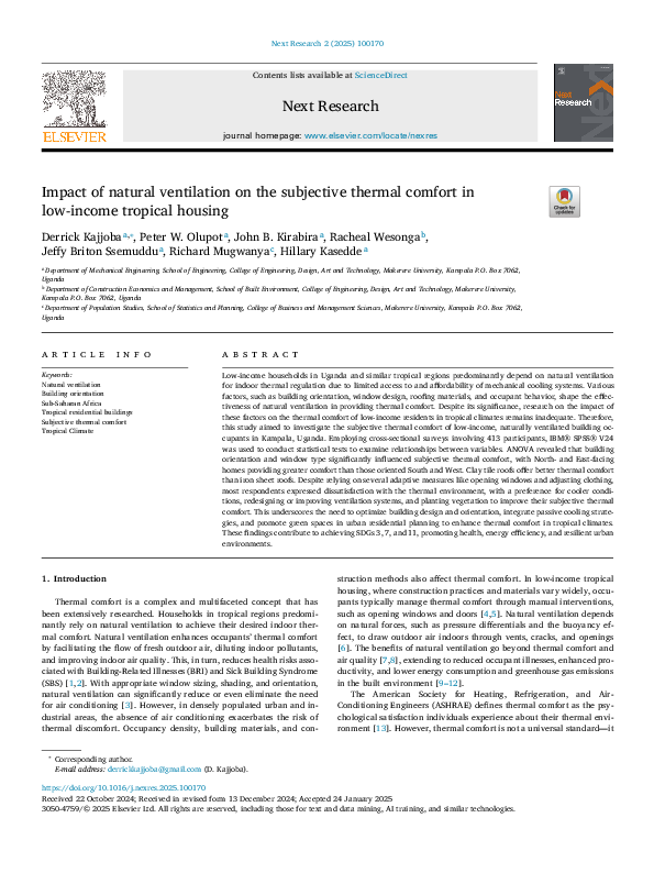 (PDF) Impact of natural ventilation on the subjective thermal comfort ...