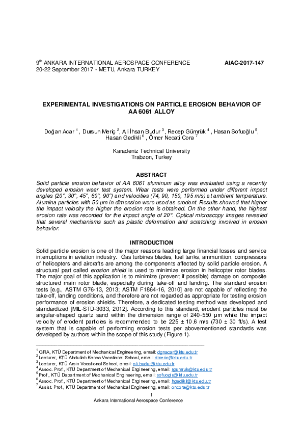 (PDF) Experimental Investigations on Particle Erosion Behavior of Aa ...