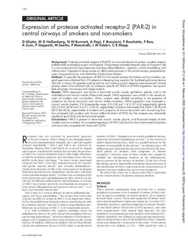 Expression of protease activated receptor-2 (PAR-2) in central airways ...