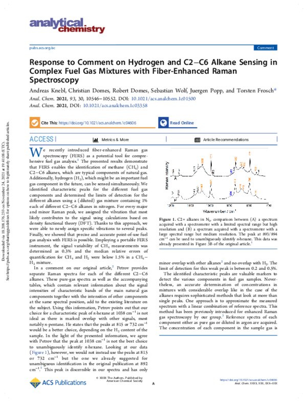 Response to Comment on Hydrogen and C2–C6 Alkane Sensing in Complex ...
