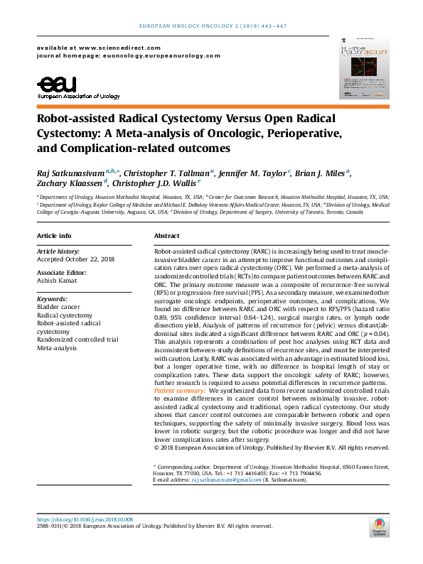 (PDF) Robot-assisted Radical Cystectomy Versus Open Radical Cystectomy ...