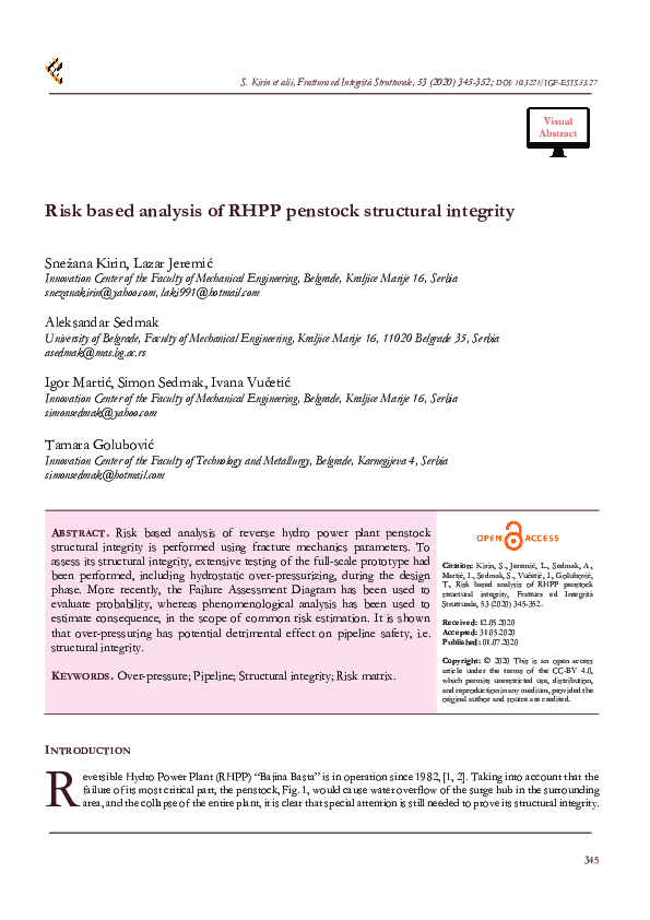 (PDF) Risk based analysis of RHPP penstock structural integrity
