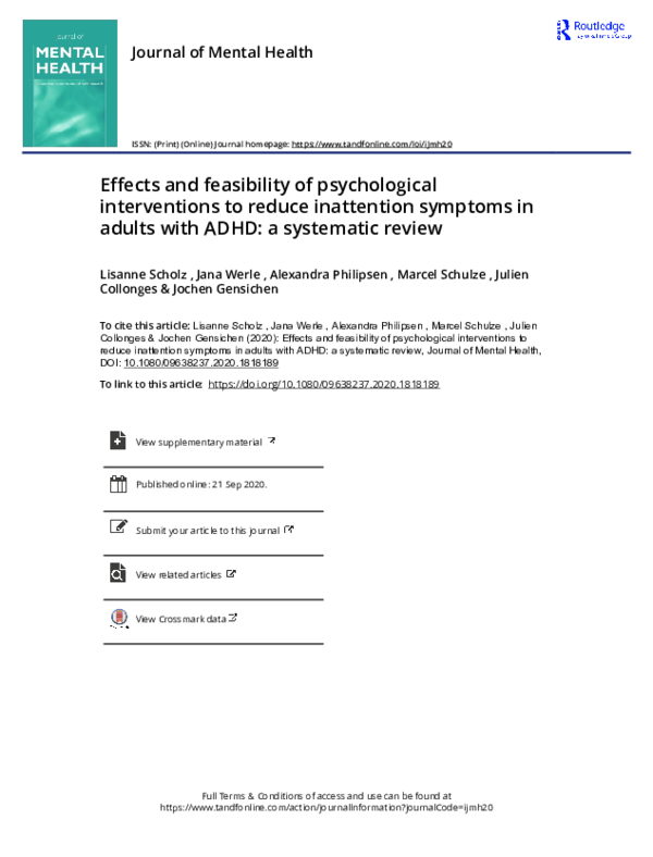 (PDF) Effects and feasibility of psychological interventions to reduce ...