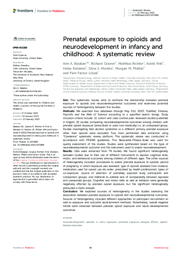 (PDF) Prenatal exposure to opioids and neurodevelopment in infancy and ...