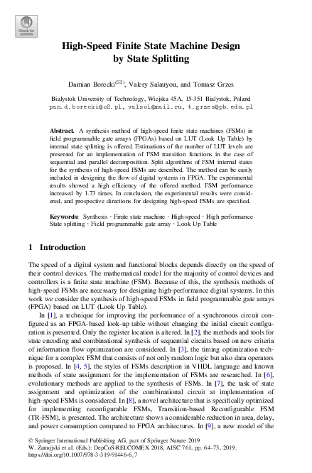 (PDF) High-Speed Finite State Machine Design by State Splitting